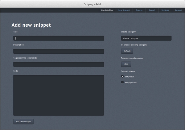 snipeg-simple-php5-code-snippet-manager