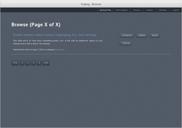 Code Snippet Manager : Browse Page